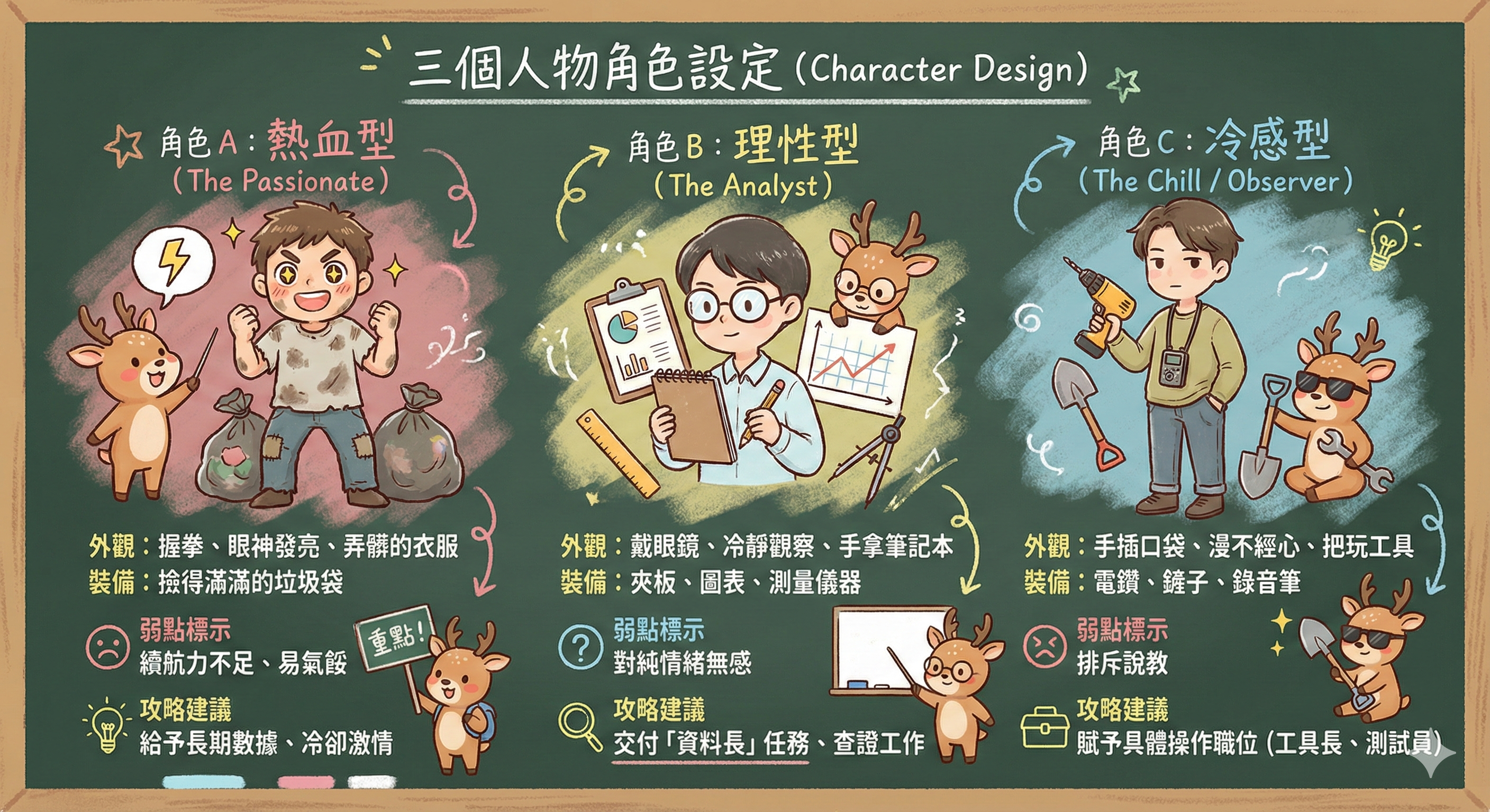 三種小鹿的人設圖鑑