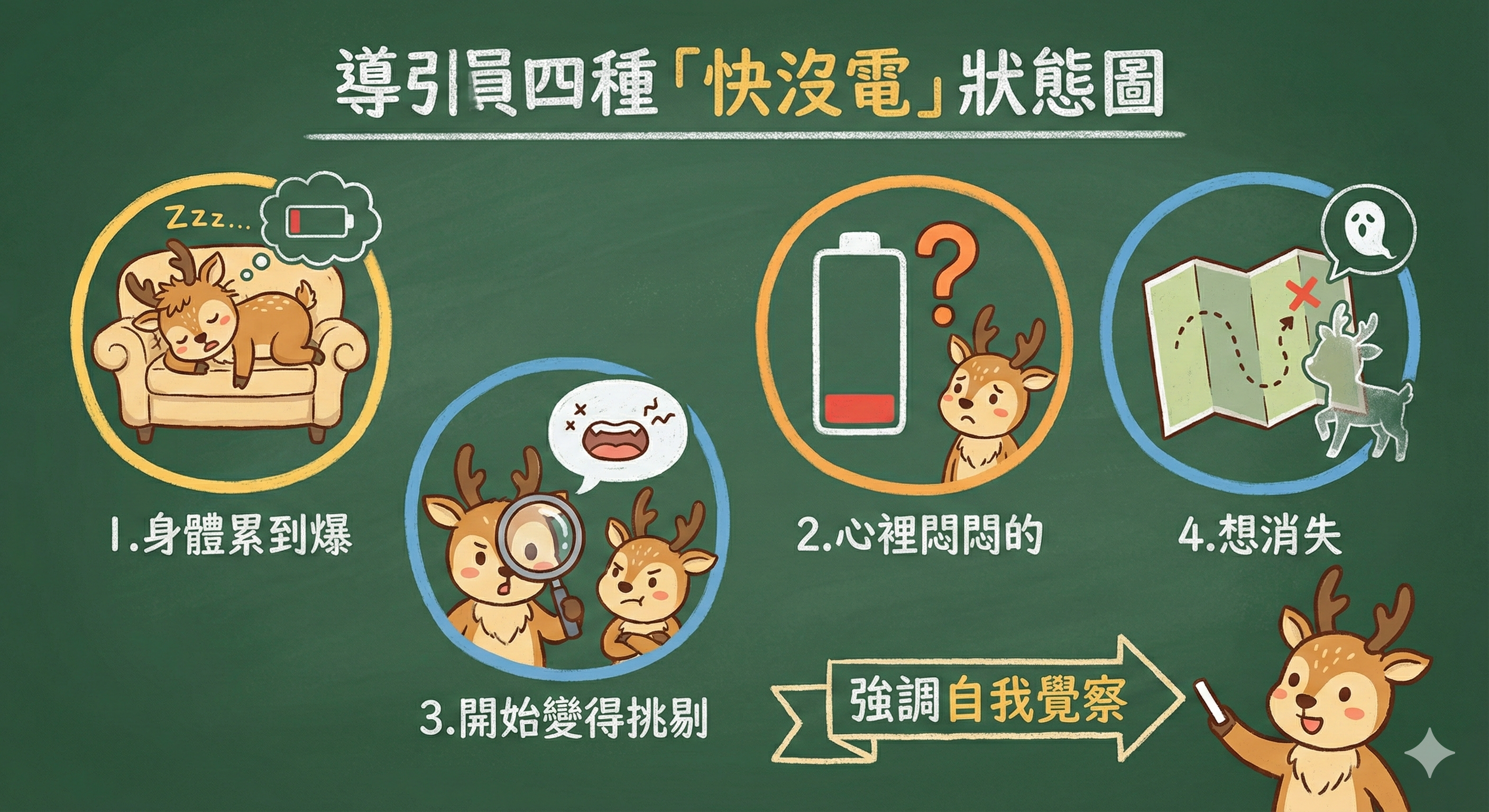 導引員四種「快沒電」狀態